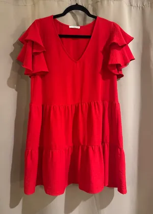 Timing Red Apparel Ruffle Dress thumbnail 1