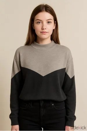 White Crow Mock Neck Sweater Small Color Block thumbnail 1