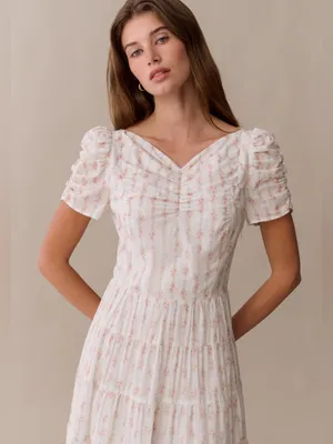 NWT Few Moda Nievia Dress size Large L Cotton Rosy Ribbon Floral Sorella midi thumbnail 3