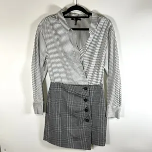 Maje Shirt Skirt Dress Gray And Black Plaid‎ Women’s Size 2/medium Office Classy thumbnail 2