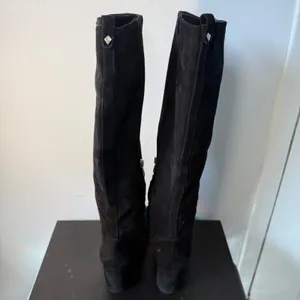 Sam Edelman Black Suede Knee‎ High Block Heel Pointed Toe Thora Boots Womens 6 thumbnail 5