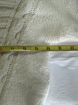 American Eagle Outfitters Cream Crewneck cable Knit Sweater wool blend L winter thumbnail 11