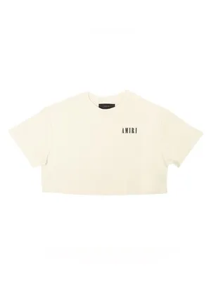 Amiri cropped core logo cotton t-shirt 100% cotton alabaster beige size 6 UK10 thumbnail 10
