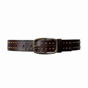 Western Boho Brown Studded Genuine Leather Belt Antique Gold Women’s Size Small thumbnail 3