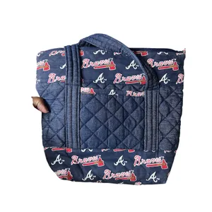 Handmade Atlanta Braves Crossbody Bag Women Blue Quilted Denim MLB thumbnail 2