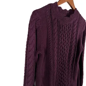 Banana Republic Sweater Womens M Purple Cable Knit Crew Neck Pullover Casual thumbnail 2