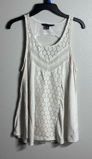 American eagle Women sleeveless white top size‎ S thumbnail 1