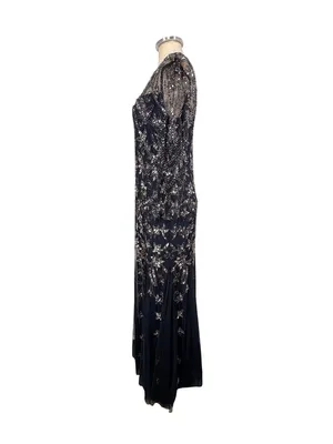 Adrianna Papell Long Sleeve Beaded Sequin Maxi Gown Size 12 thumbnail 4