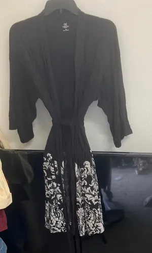 FINAL MARKDOWN Inc intimates tie front robe medium Black thumbnail 1