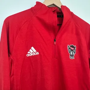 Adidas x NC State | NWT Woman's Wolfpack Red Tuffy Logo Quarter Zip Pullover, L thumbnail 4