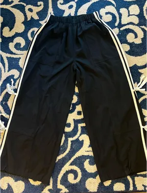 Adorable Black Track Pants with White Side Ties thumbnail 3