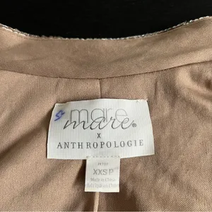 Women's Anthropologie Mare Mare Taupe Silver Sequin Open Jacket XXS Petite thumbnail 4