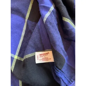 Arizona Jean Co Blue Black Plaid Sequin Back Button Down Flannel Shirt Large thumbnail 9