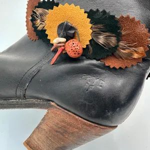 Frye Black Tall Leather Western Boots with Feather Detail Size 6 B thumbnail 7