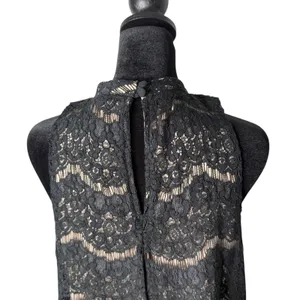 Fire Los Angeles Womens Black Lace Mesh Top Size L Mock‎ Neck Romantic Gothic Dark Feminine thumbnail 6