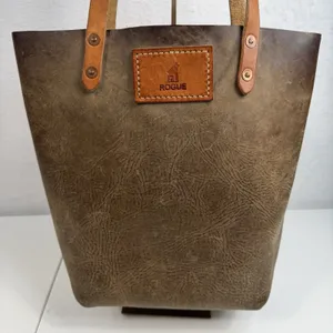 Rogue Industrie Leather Tote Bag Full Grain Heavy Purse Brown Open Top‎ Distress thumbnail 3
