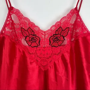 Vintage Val Mode Red Rose Lace Lingerie Slip Dress thumbnail 3