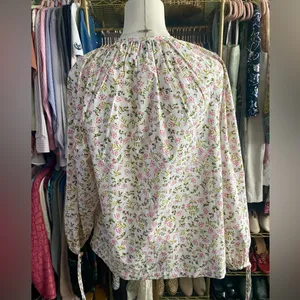 J.Crew Tie-Sleeve Button-Front Cotton Poplin Blouse Meadow Floral Cottagecore M thumbnail 7