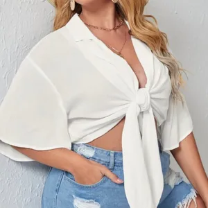 SHEIN knot detail half sleeve blouse thumbnail 3