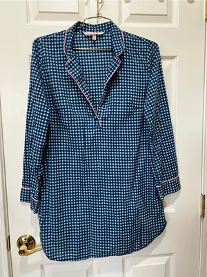 Victoria's Secret Pajama Tunic Dress Geometric Pattern Size XS Blue Cotton Modal thumbnail 2