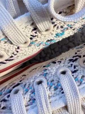 Boho Crochet Lace Mesh Low Top Sneakers - Multicolor Woven Summer Trainers Sz 7. thumbnail 8
