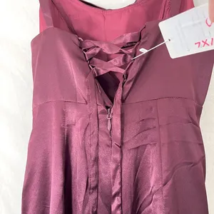 NWT Burgundy ruched leg slit formal prom dress - fits M thumbnail 5