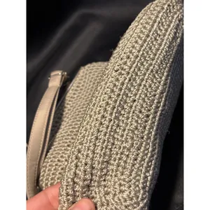 Vintage Style‎ Crochet Kiss Lock Crossbody Bag Taupe Knit Silver Hardware thumbnail 10