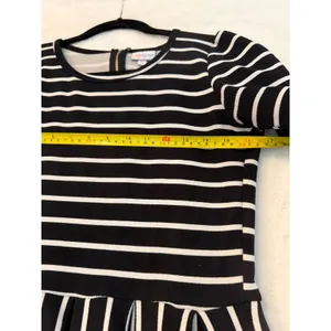 LuLaRoe‎ Amelia Dress Small Black White Striped Short Sleeve Pocket Fit Flare S thumbnail 3