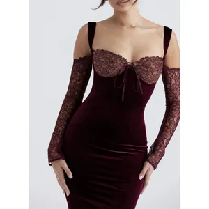 House of CB Ivy Black Cherry Velvet Maxi Dress XS thumbnail 3