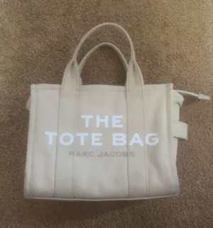 Marc Jacobs Small Tote Bag in Cream with White Logo thumbnail 1