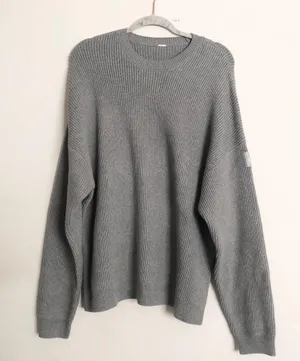 Alo Yoga Domain Rib Knit Crew Sweater Athletic Heather Grey M thumbnail 4