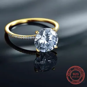 Sterling Silver SIZE 5 18kt Gold Plated 925 3Ct Engagement Wedding Ring thumbnail 4
