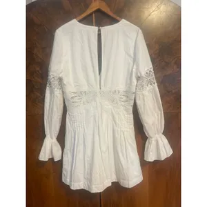 FREE PEOPLE Lindsey Dress White Mini BABYDOLL FOREST FAIRY NO SIZE TAG See Msrmt thumbnail 3