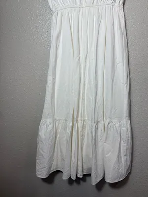 TCEC White‎ Cotton Shirt Dress Womens Small Sleeveless Tiered Midi Maxi thumbnail 7