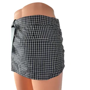 NEW Lioness Kensington Black Plaid Tie Wrap Low Waist Mini Skort Skirt Short XS thumbnail 4