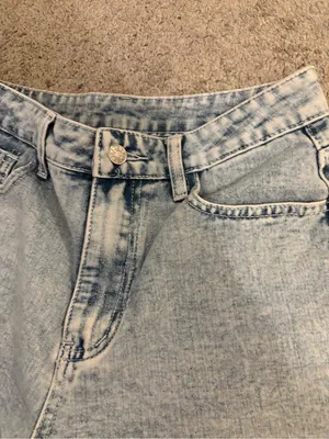 Light Acid Wash Blue Denim High Waist Cotton Blend Shorts thumbnail 2