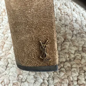 Saint Laurent Brown Suede Strappy Block Heels/Shoes 6.5 thumbnail 9