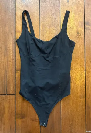 Abercrombie Soft AF Black Bodysuit Thong M thumbnail 1
