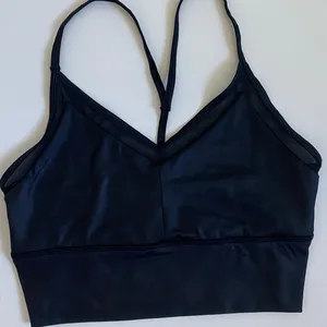 Gaiam Womens Black‎ Longline Mesh V-Neck T-Back Sports Bra WD0018EM Size Small thumbnail 6