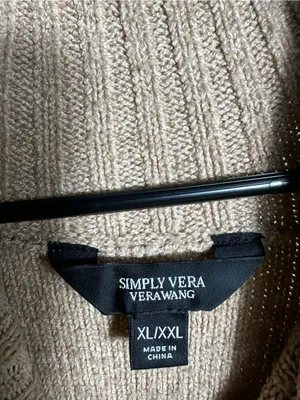 N271. Simply Vera Vera Wang Cable Knit Turtleneck Sweater - Beige thumbnail 2