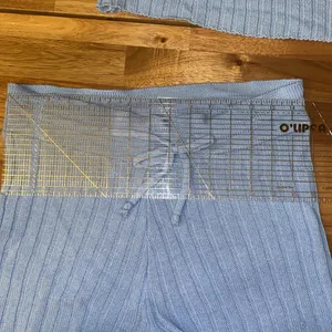 Boohoo Knit Sweater pajama set small Sky Blue one shoulder top & shorts ribbed thumbnail 7