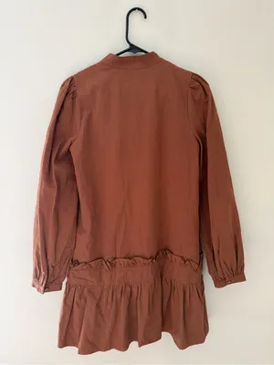 TCEC Brown Pintuck Button Front Tiered Mini Dress Women’s Small thumbnail 6