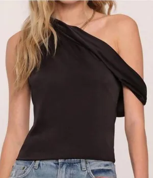 Heartloom Emmalina Satin Top Off The Shoulder Black XS thumbnail 1