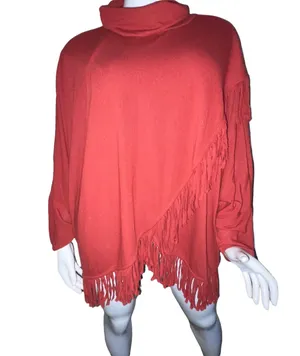 Avenue Fringed Wrap Turtleneck Top thumbnail 1