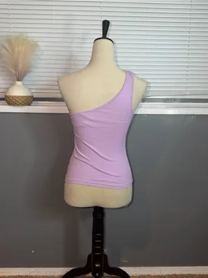 Anthropologie Lilac One Shoulder Ribbed Tank Top XS thumbnail 5