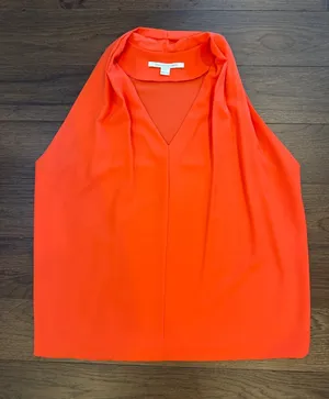 Diane Von Furstenberg Reagan Tank Top Blouse Bright Coral Size Large - C47-025 thumbnail 1