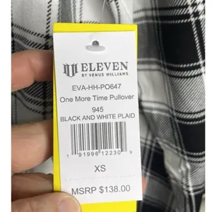 EleVen by Venus Williams Women's One More Time Pullover, B/w Plaid Size XS $138 thumbnail 5