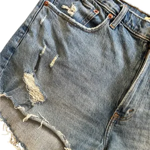 Abercrombie & Fitch High Rise Denim Mom Short 32/14 Curve Love Distressed Blue thumbnail 3