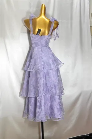 LULUS Glamorous Sweetie Lavender Burnout Tie-Strap Bustier Midi Dress thumbnail 6
