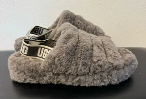 UGG Fluff Yeah Slide Grey Slip on Sandal thumbnail 1